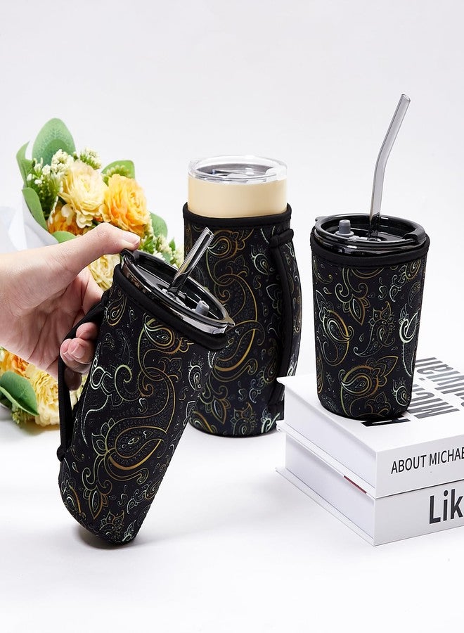 LLTDMEST 3 Piece Reusable Iced Coffee Sleeves Insulated Coffee Sleeves for 16-32 ounces of hot or cold coffee or iced beverages Compatible with Starbucks Dunkin Coffee cup and More (Paisley Print) - Image 3